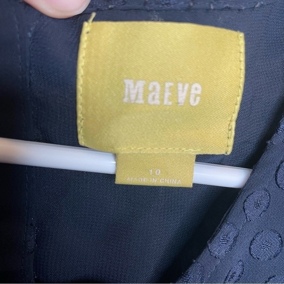 Maeve by Anthropologie Swiss Polka Dot Sheer Blouse in Navy 10 - Picture 9 of 12